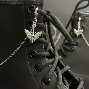 DEATH MOTH Boot chain charms, grunge punk charm, shoe accessories, boot jewellery, dm, 90s butterfly