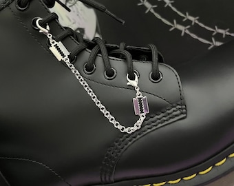 SHOELACE RAZOR CHAIN, shoelace charms, chainmail shoe accessories, alternative shoe chains charm, stainless steel, boot jewellery