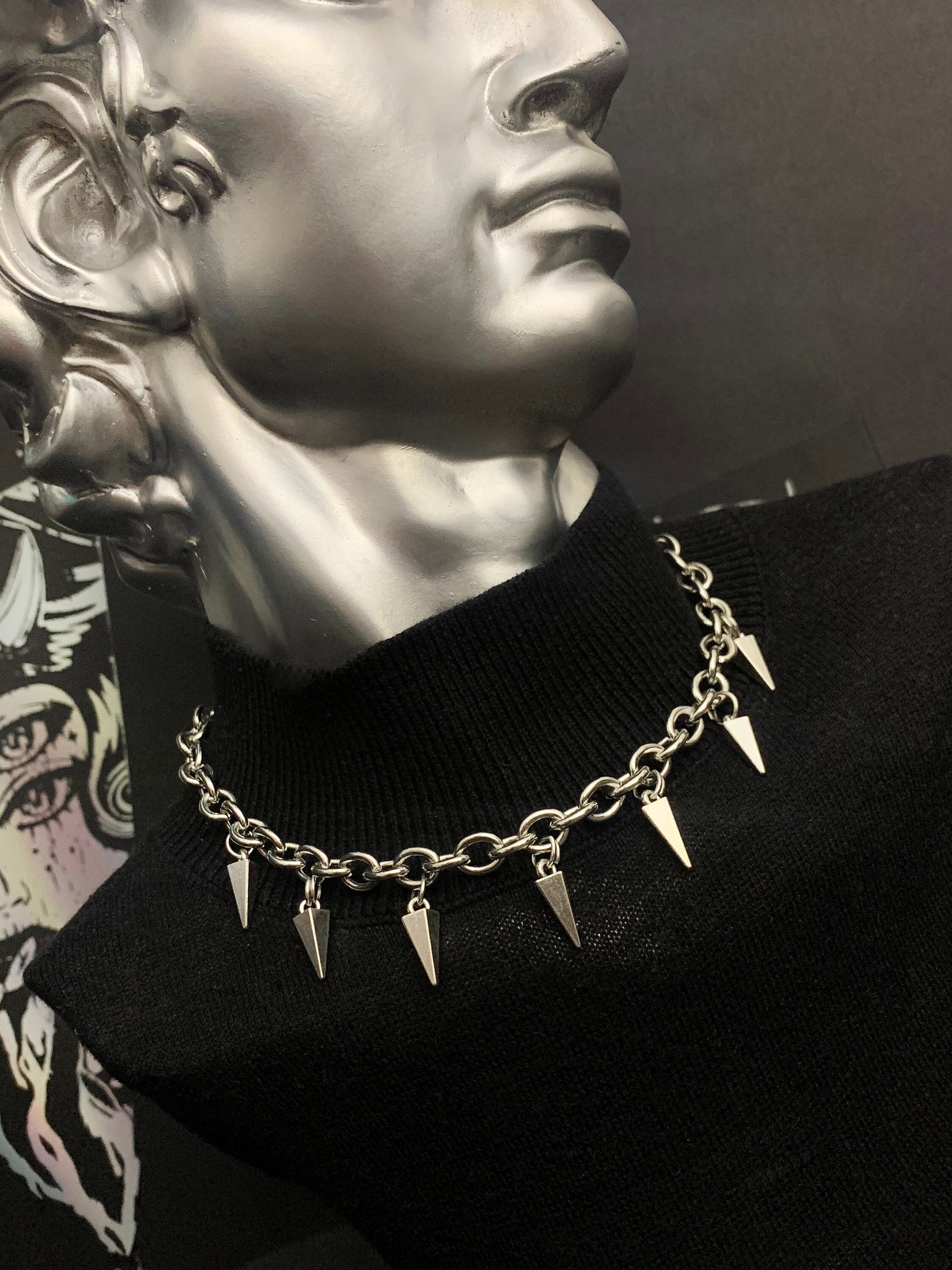 Sanfenly 9Pcs Y2k Goth Necklaces Gothic Jewelry For Women Men Emo Grunge  Cool Punk Vintage Necklace Jewelry Chain Layered Pendant Choker Moon