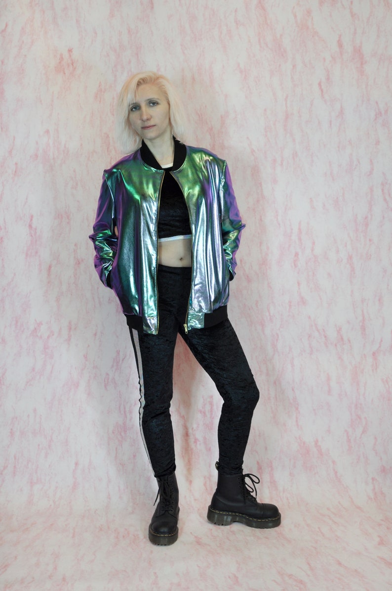 Holographic Print Men's Bomber Jacket main image 0