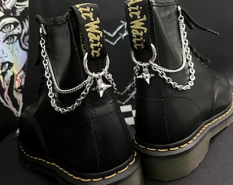 MORNING STAR boot chains, stainless steel O ring boot charms, chunky grunge shoe accessories, boot jewellery, mace gothic boots charm