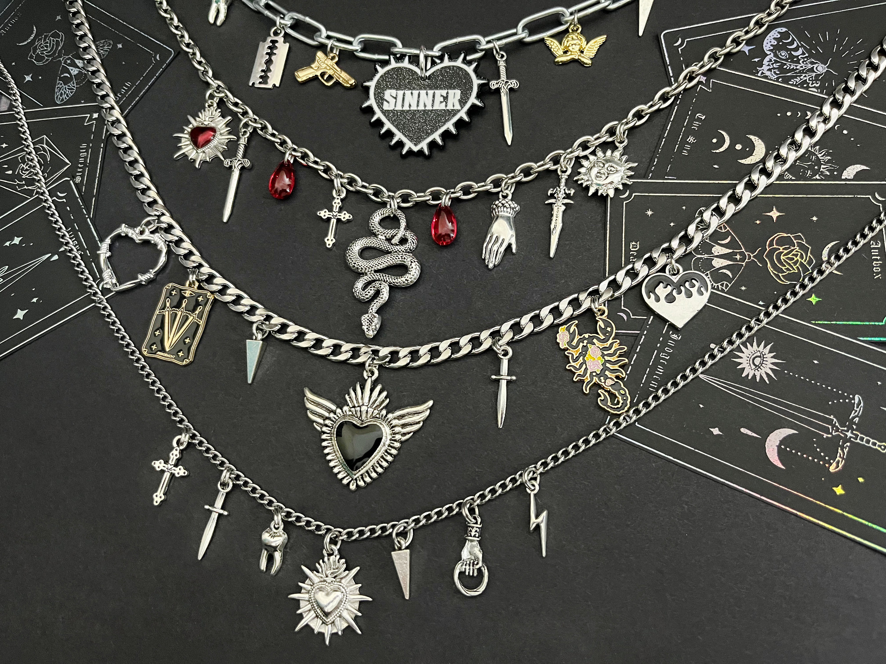 CUSTOM CHARM NECKLACE build your own, gothic kitsch necklace, create your own multi charm fully customizable