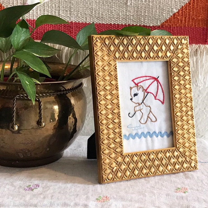 Framed Vintage Bear Needlpoint