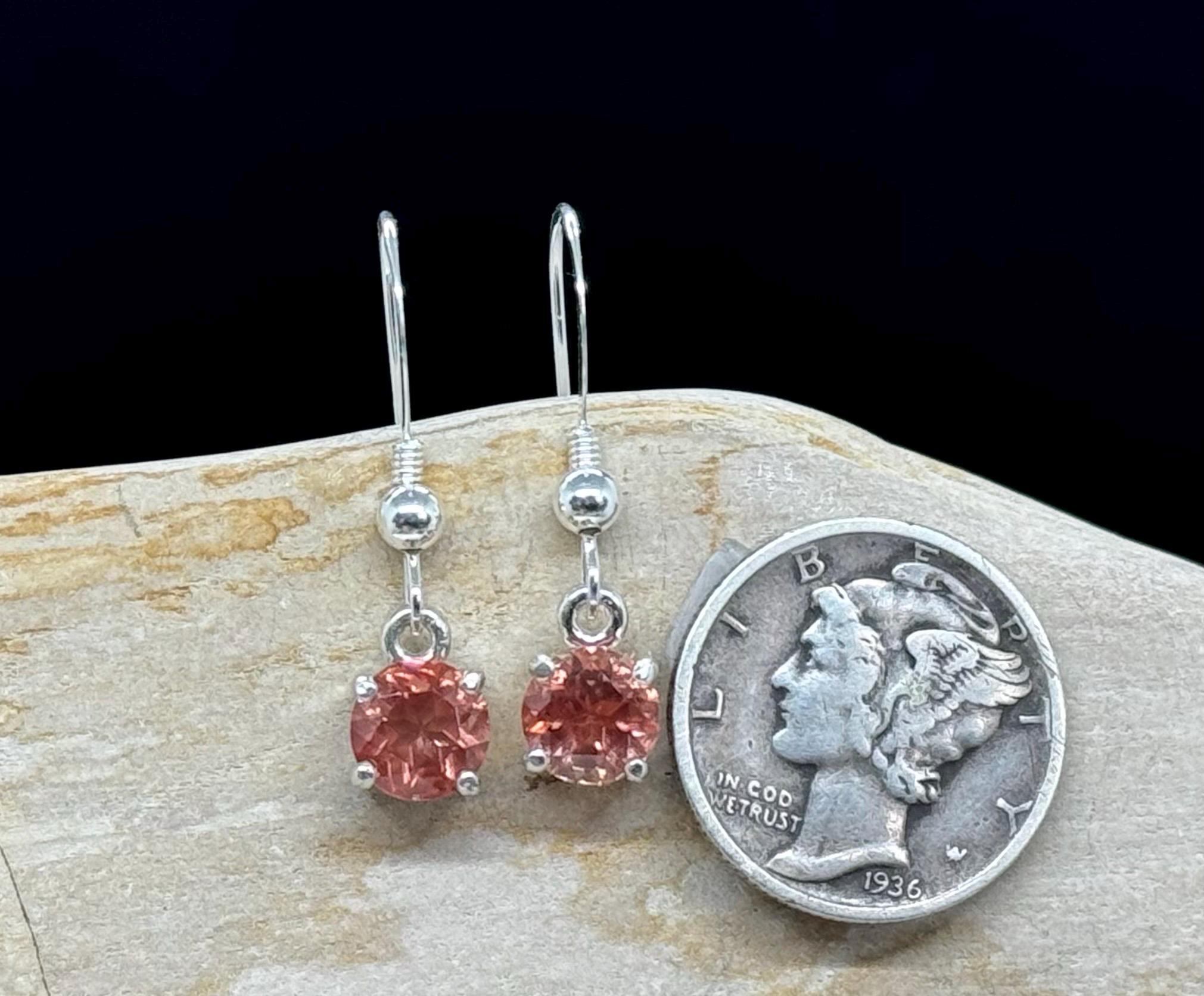 6mm 1.54cttw Round, Deep Peach Color Oregon Sunstone Dangle