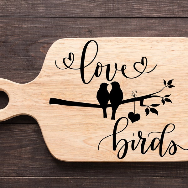Lovebirds Romantic svg, Love Birds on a branch svg, Valentines Day Gift for her, Laser engraved Valentines svg