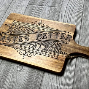 Everything tastes better on a board svg charcuterie sign display board laser cut cnc