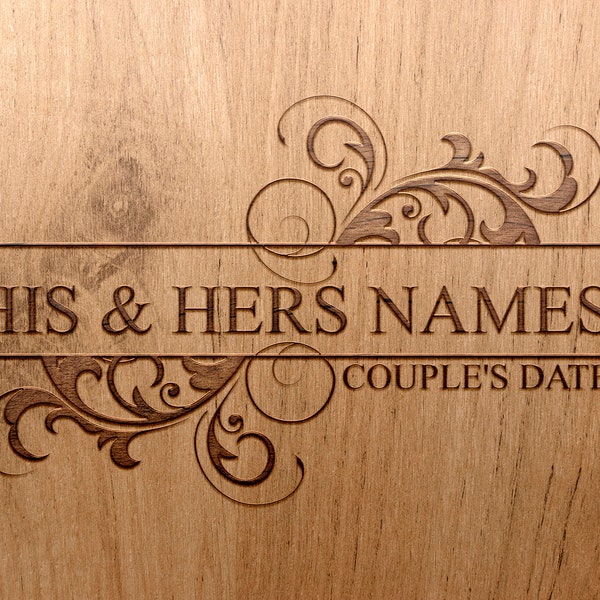 His and Her name couples date floral,  SVG