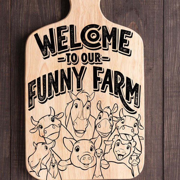 Welkom bij onze Funny Farm SVG, lasergravure SVG, cricut, silhoette, glowforge donder