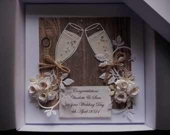 NEW * Handmade Wedding Day / Anniversary / Engagement / Card * Boxed * Personalised * 3D * 6" x 6"