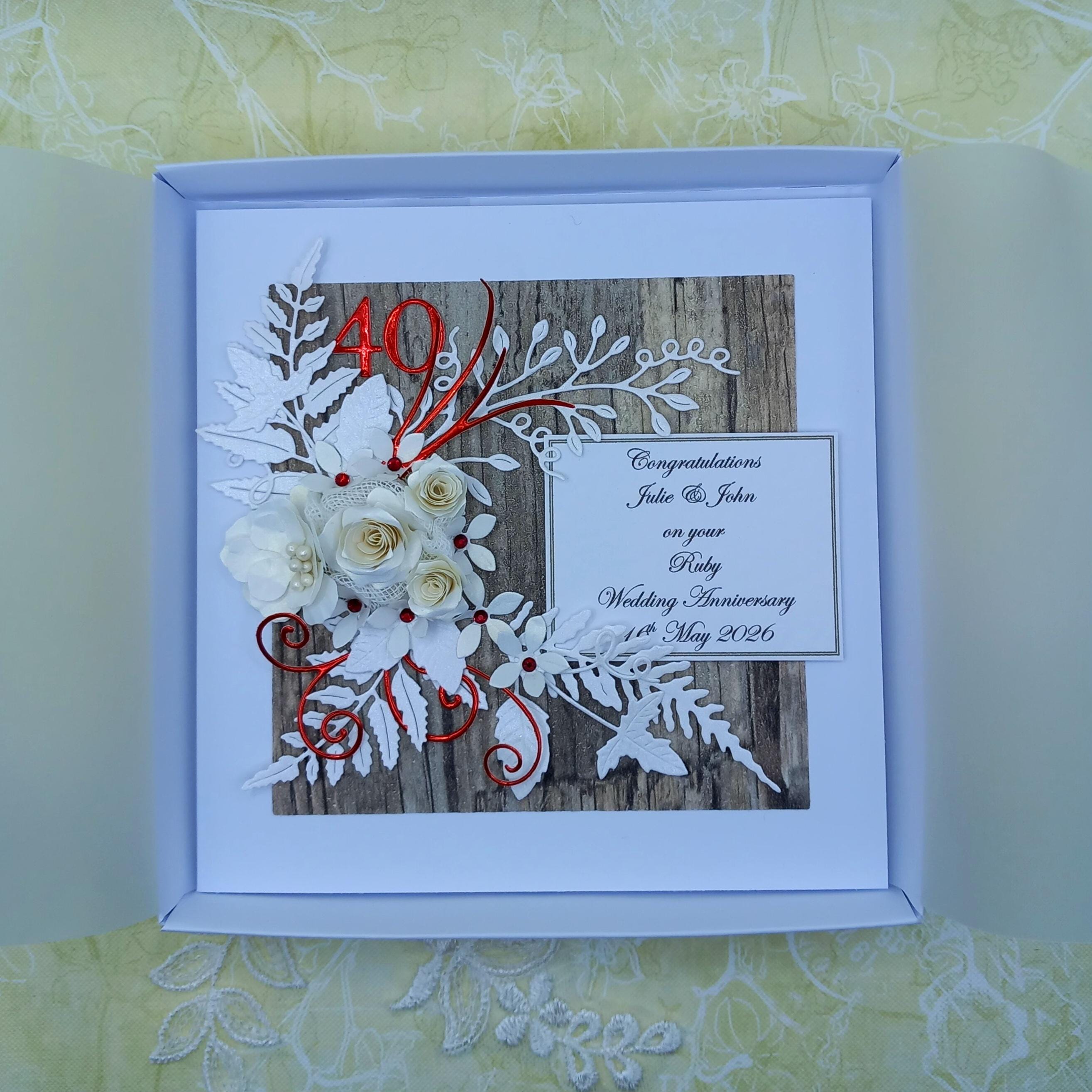Handmade Ruby 40th Wedding Anniversary Card * 3D * Boxed and ...