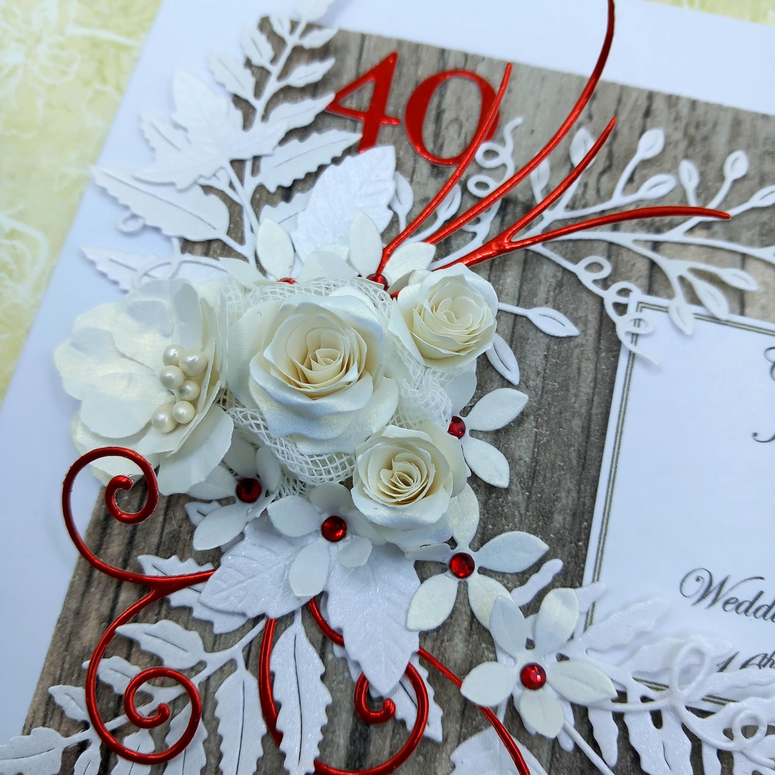 Handmade Ruby 40th Wedding Anniversary Card * 3D * Boxed and ...