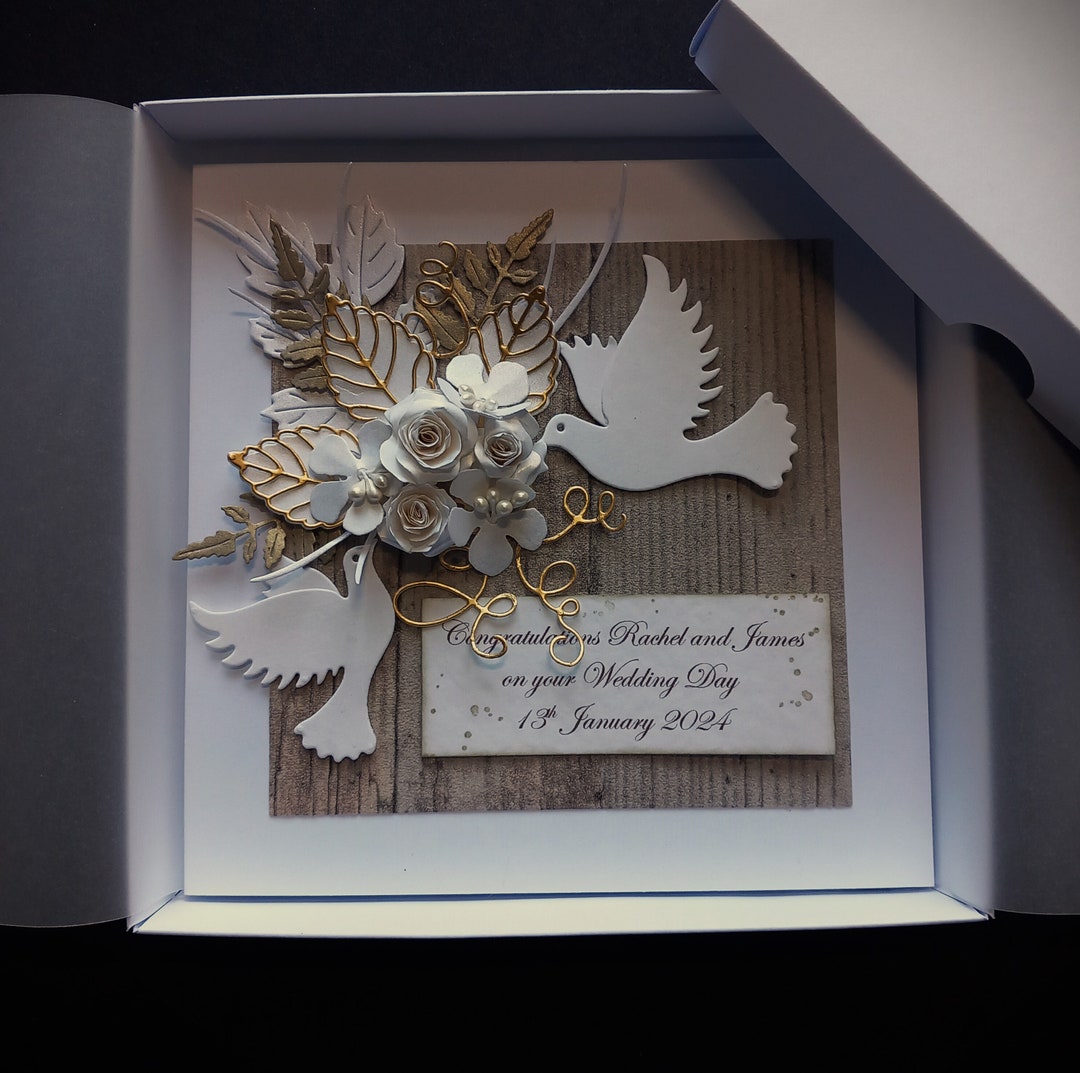 NEW Handmade Wedding Day / Anniversary Card Personalised Boxed 3D 6 X 6 ...