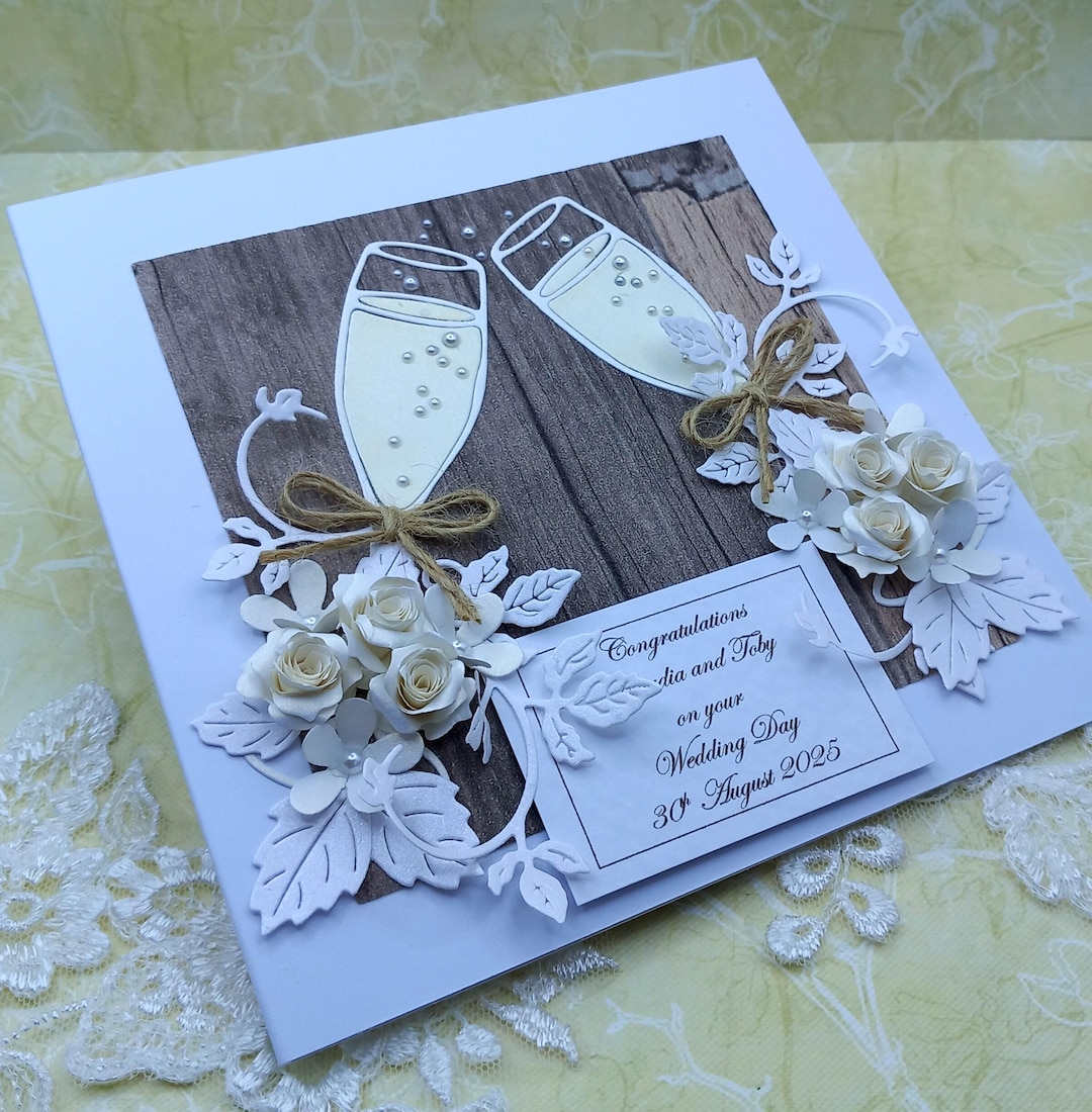 Handmade Wedding Day Card or Engagement or Anniversary Card ...