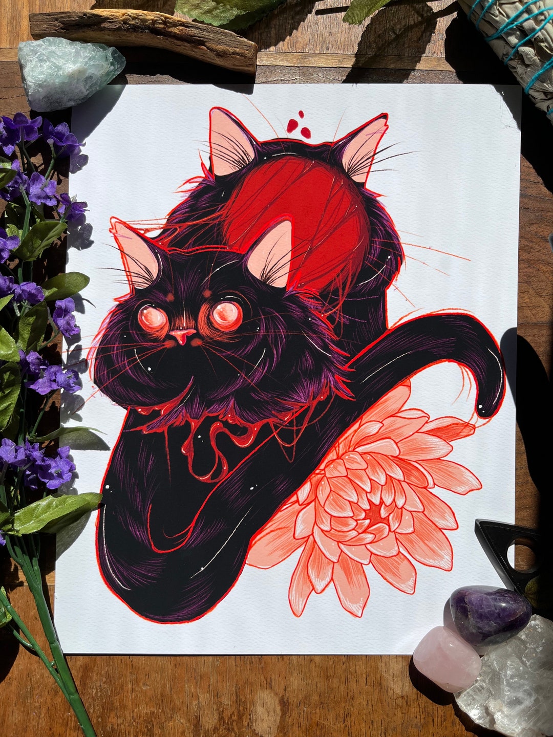 Vacant, Cat Art Print: Dark Goth Body Horror (8x10) - Etsy