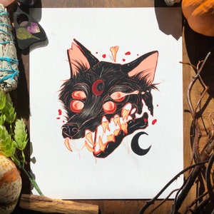 Hexed Wolf Teeth/ 8 x 10 matte art print/ Wolf/ Teeth/ Dark art/ Gothic/ Creepy/ Digital art