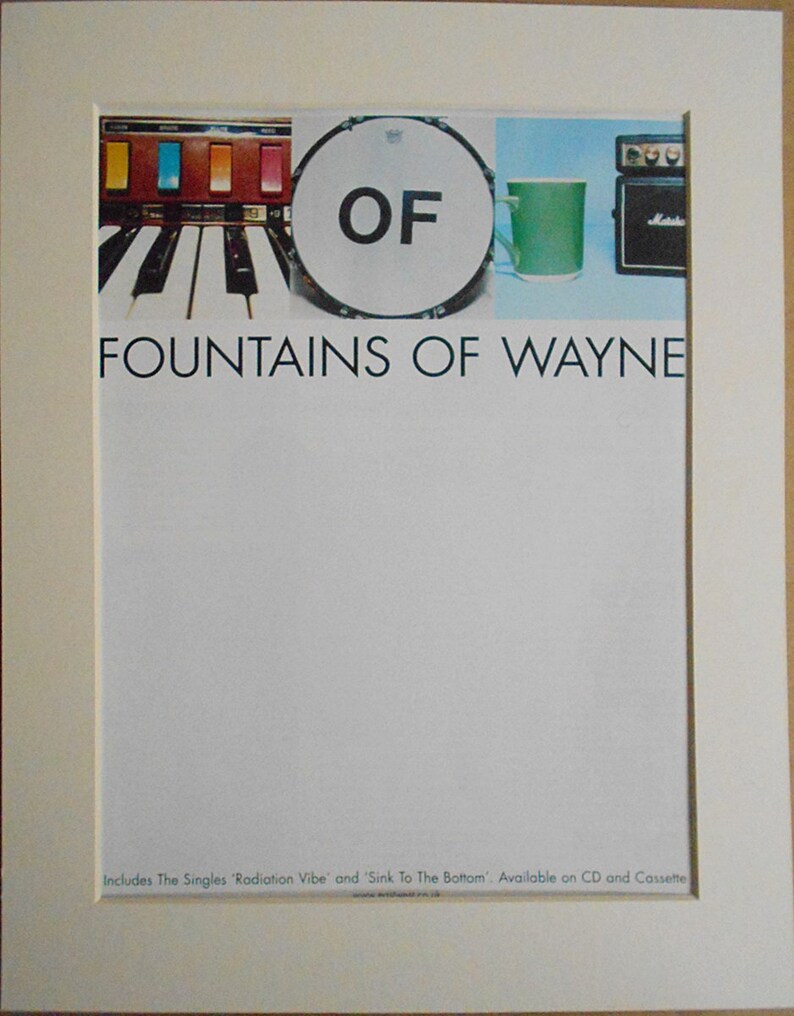 Fountains Of Wayne New York Indie Rock Band Self Titled Debut Album 1995 Original Vintage Music Press Poster Type Advert In A Mount