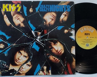 Disque vinyle KISS Crazy Crazy Nights Gene Simmons Original 1987 Royaume-Uni 30 cm maxi