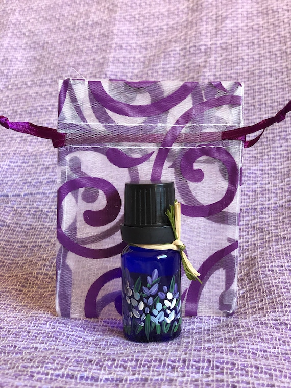 Lavande Essential Oil in hand-painted bottle