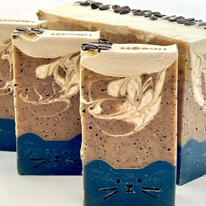 Coffee Cat Soap Tall Thin Bar