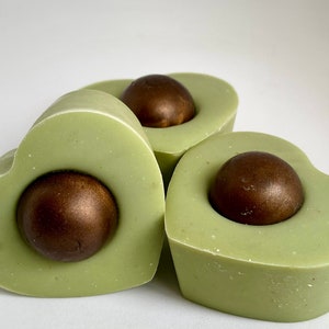 Avocado Soap, made with real avocado Avo Heart with Pit