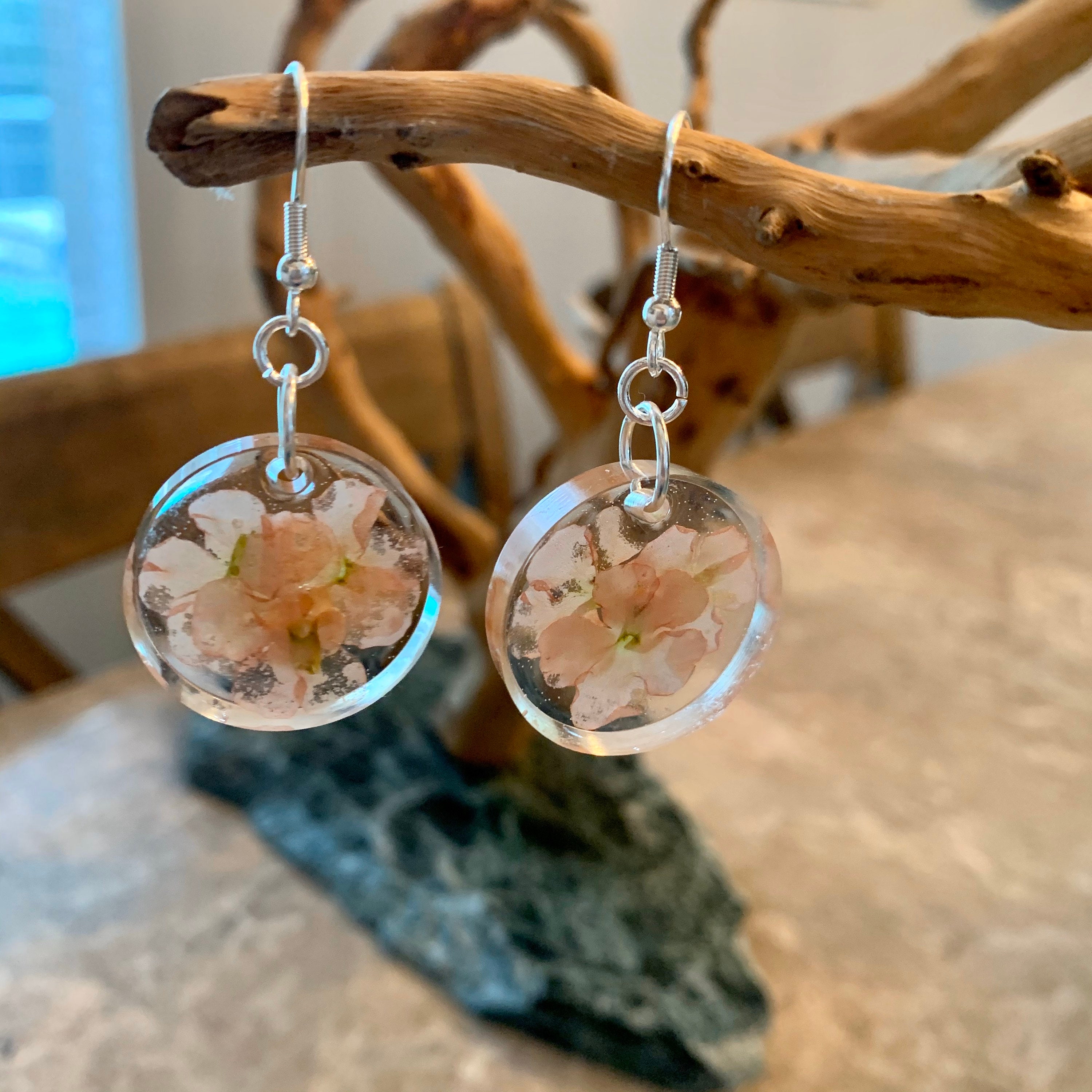Pressed flowers earrings resin flower jewelry unique gift Etsy