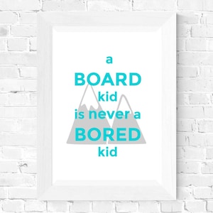 Kids snowboard, digital DOWNLOAD, kids room art, BOARD KID, snowboard decor, snowboard art, snowboarding gifts, nursery prints, wall art