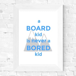 Kids snowboard, digital DOWNLOAD, kids room art, BOARD KID, snowboard decor, snowboard art, snowboarding gifts, nursery prints, wall art