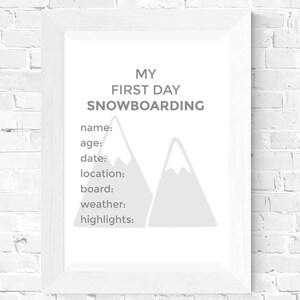 Kids snowboarding, KEEPSAKE PRINT, digital download, kids room art, snowboard print, keepsake picture, kids room decor, snowboarding print