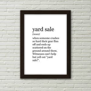 Yard sale, definitie afdrukken, afdrukbare kunst, digitale download, snowboard kunst, snowboard poster, ski cabine inrichting, kunst van de ski, ski decor, mancave