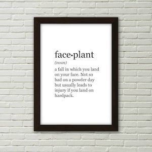 Faceplant, definition print, PRINTABLE ART, digital download, snowboard art, snowboard poster, ski cabin decor, ski art, ski decor, mancave