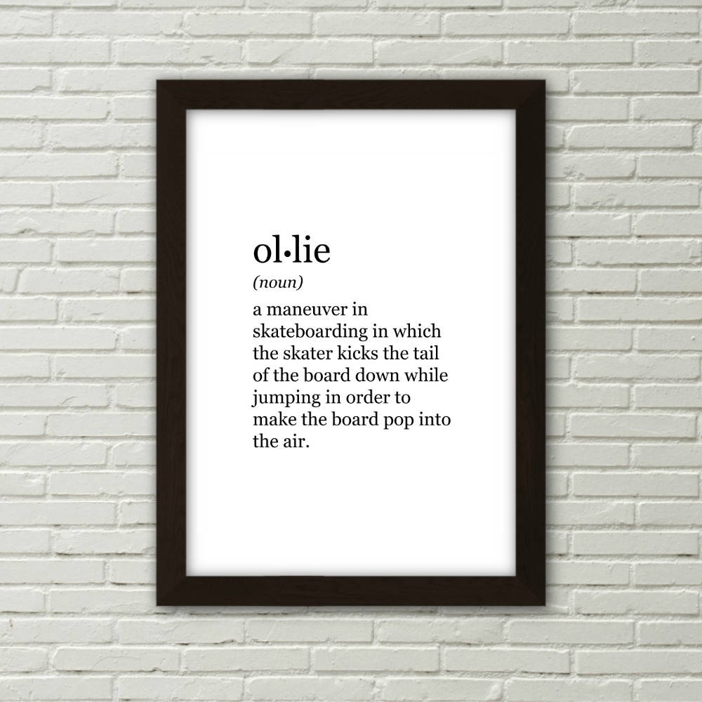 Skateboard Ollie definition print PRINTABLE ART digital Etsy