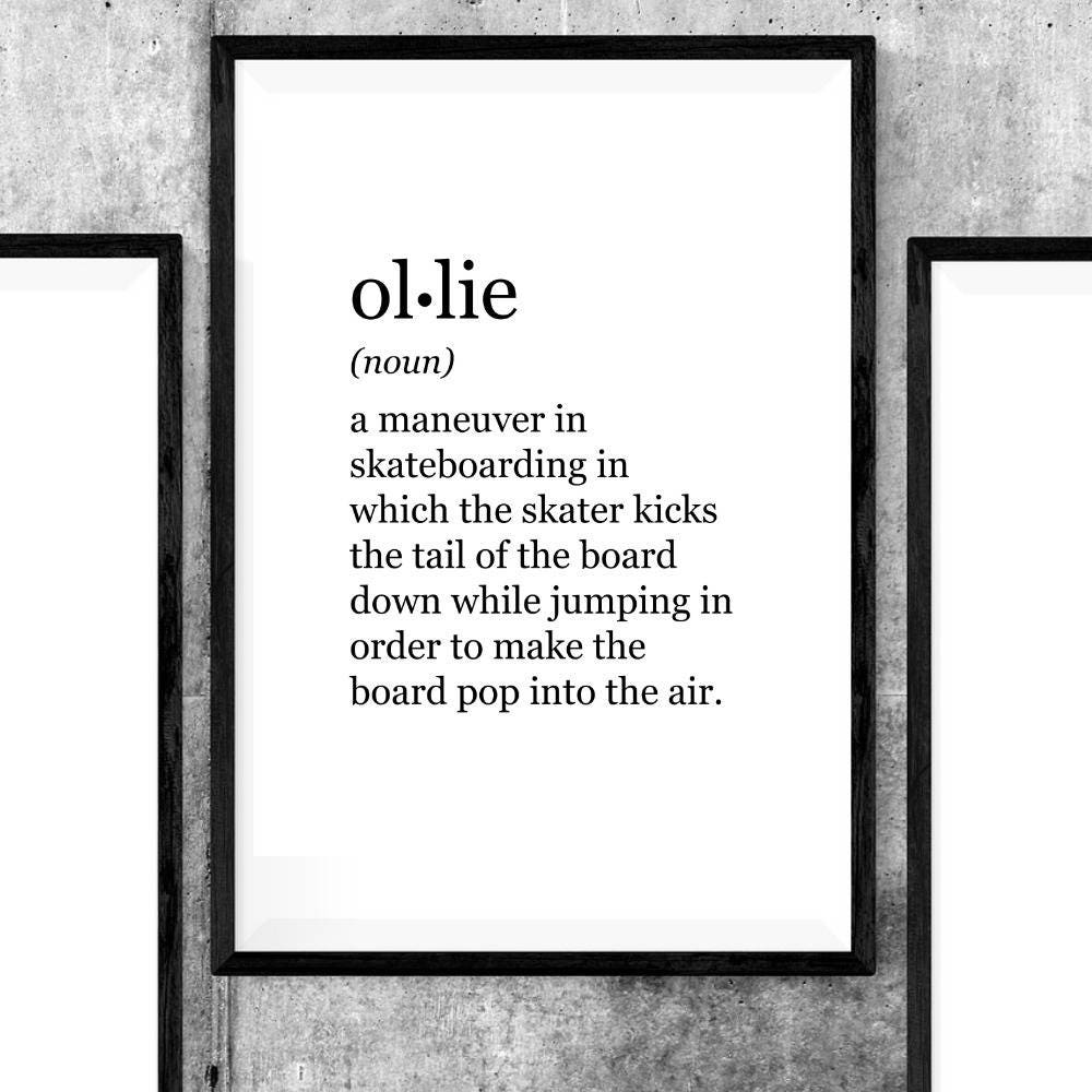 Skateboard Ollie definition print PRINTABLE ART digital Etsy