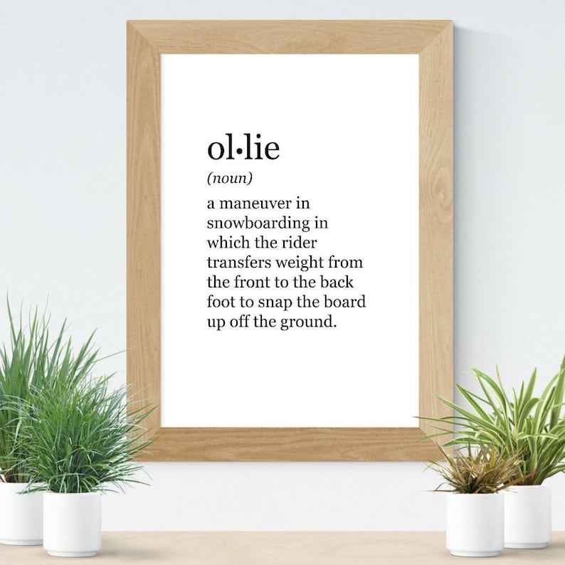 Ollie, Snowboard, Definition Print, PRINTABLE ART, Digital Download