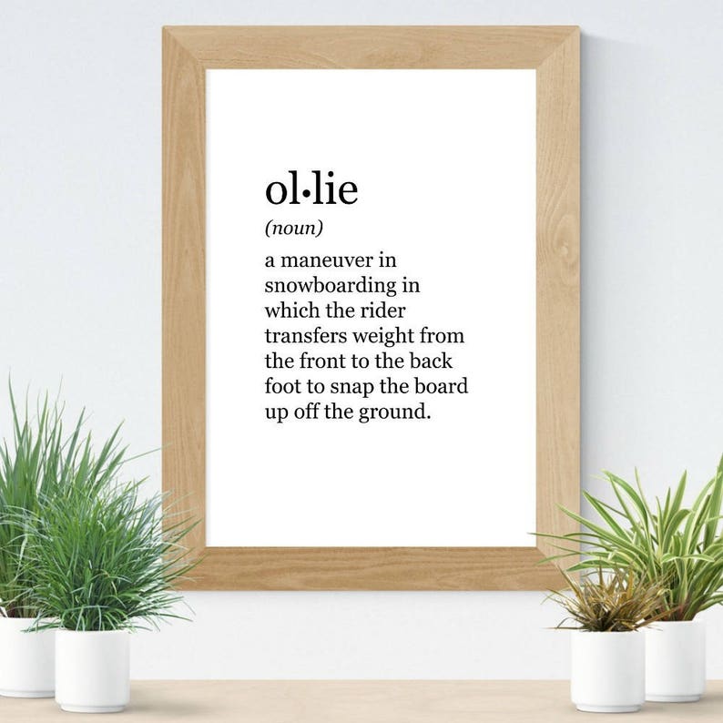 Ollie Snowboard Definition Print PRINTABLE ART Digital Download