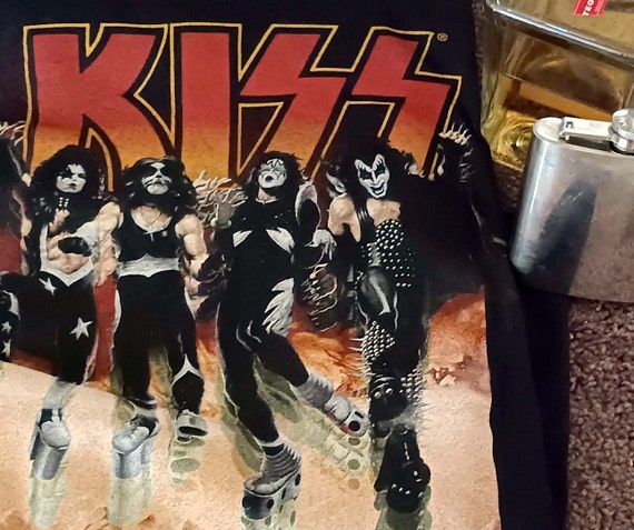 KISS Black T-Shirt, Heavy Metal Glam Rock Band, W… - image 2