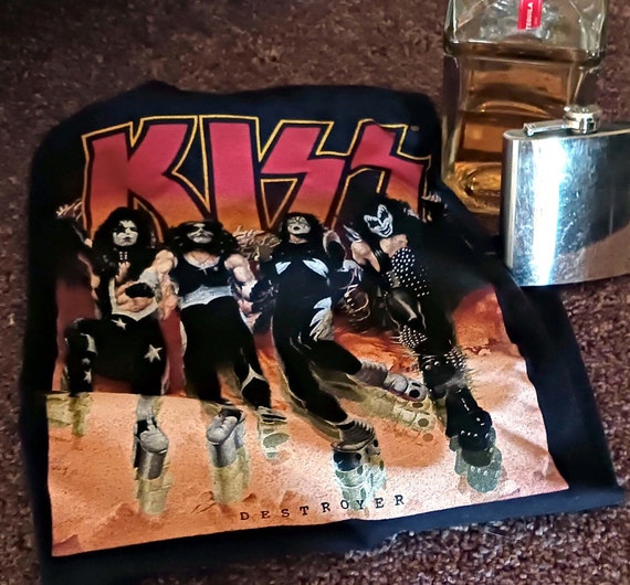 KISS Black T-Shirt, Heavy Metal Glam Rock Band, W… - image 1