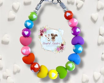 Süßigkeit Herzen Haustier Halskette-Perlen-Halsband-Haustier Zubehör-Hund Halskette-Katze Halskette-Regenbogen-Süßigkeiten Herzen-Gespräch Herzen-Valentinstag
