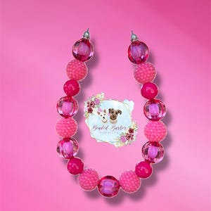 Colar de rosa elétrica para animais de estimação - colar de contas - acessórios para animais de estimação - colar de cachorro - colar de gato - rosa choque - rosa - strass - feminino