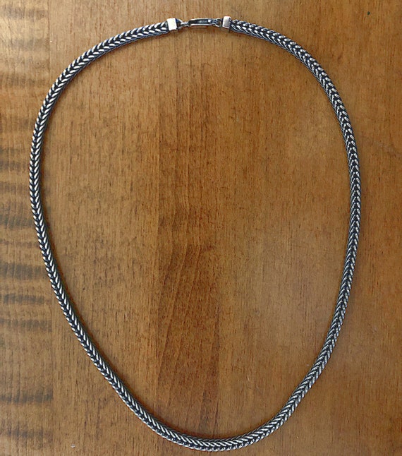3.5mm Square Foxtail Oxidized Sterling Silver Necklace Chain