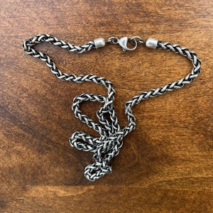 4.0mm Sterling Silver Oxidized Wheat Necklace Chain for Pendants