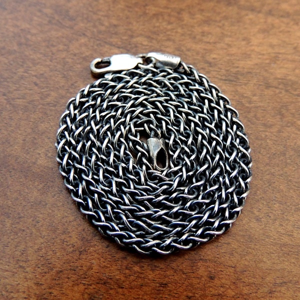 2.5mm Sterling Silver Oxidized Wheat Necklace Chain for Pendants