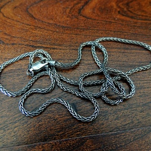 1.6mm Sterling Silver Oxidized Wheat Necklace Chain for Pendants