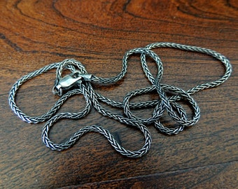 3.0mm Sterling Silver Oxidized Wheat Necklace Chain for Pendants 