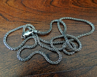 3.0mm Sterling Silver Oxidized Wheat Necklace Chain for Pendants 