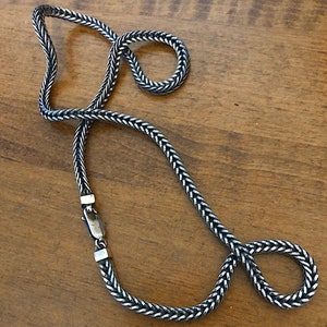 3.5mm Square Foxtail Oxidized Sterling Silver Necklace Chain