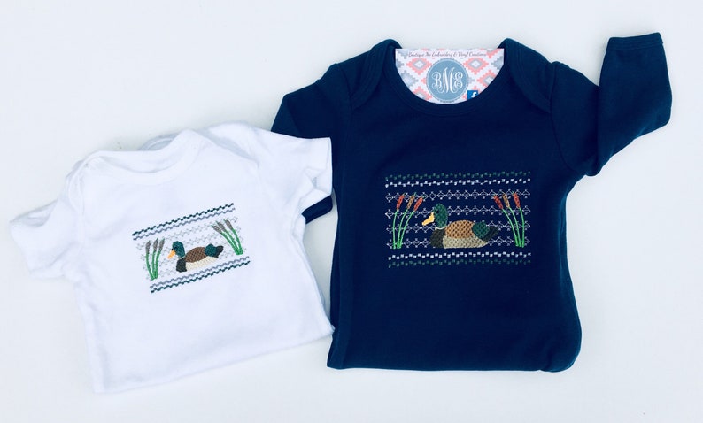 Smocked Duck Gown Navy Smocked Baby Gown Baby Duck Onesie Mallard Take Home Outfit