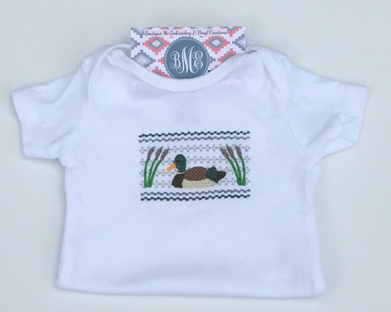 Smocked Duck Gown Navy Smocked Baby Gown Baby Duck Onesie Mallard Take Home Outfit