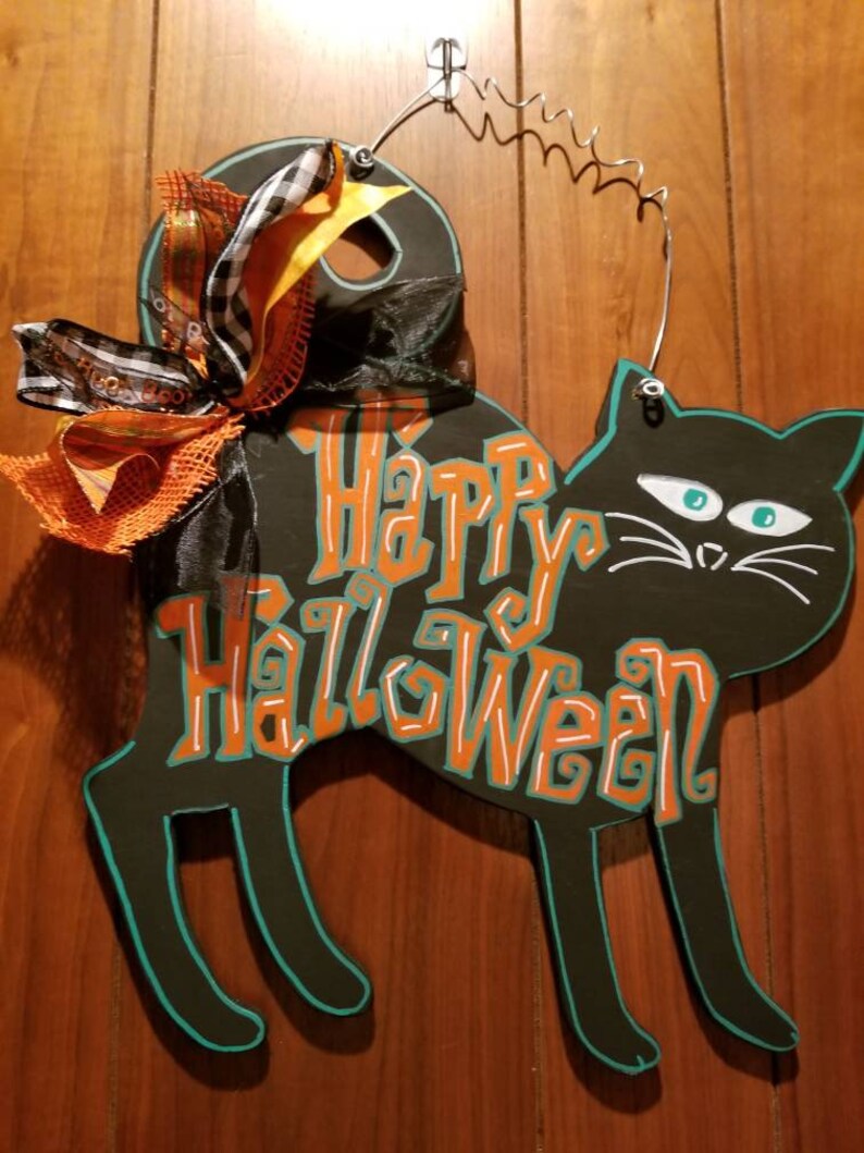 Cat Blank Wood Door Hanger DIY Unfinished
