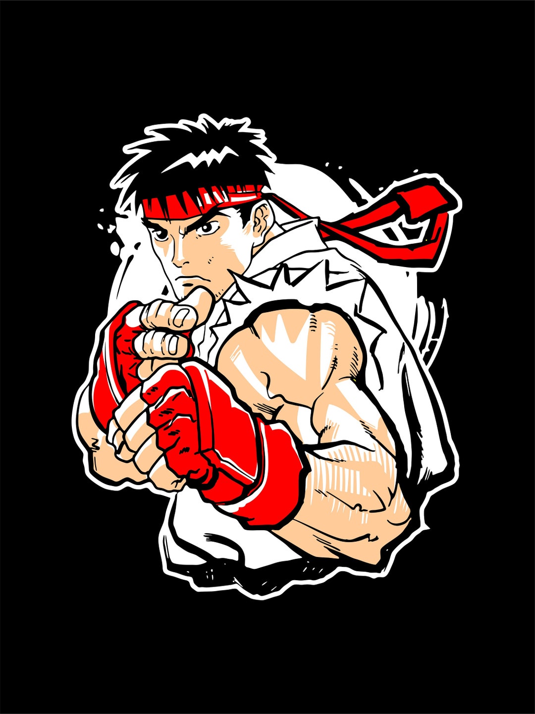 Cartoon Ryu Pfp RYU Fan Art Digital Clipart pour sérigraphie design tshirts cutter ...
