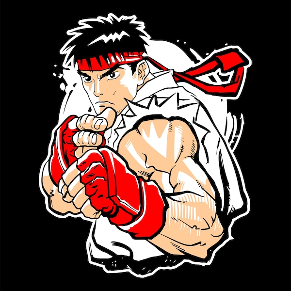 RYU Fan Art  Digital Clipart for screen print design  tshirts cutter machine decals cups wallart  Svg Png Vector Eps Pdf Plt [FILES only]